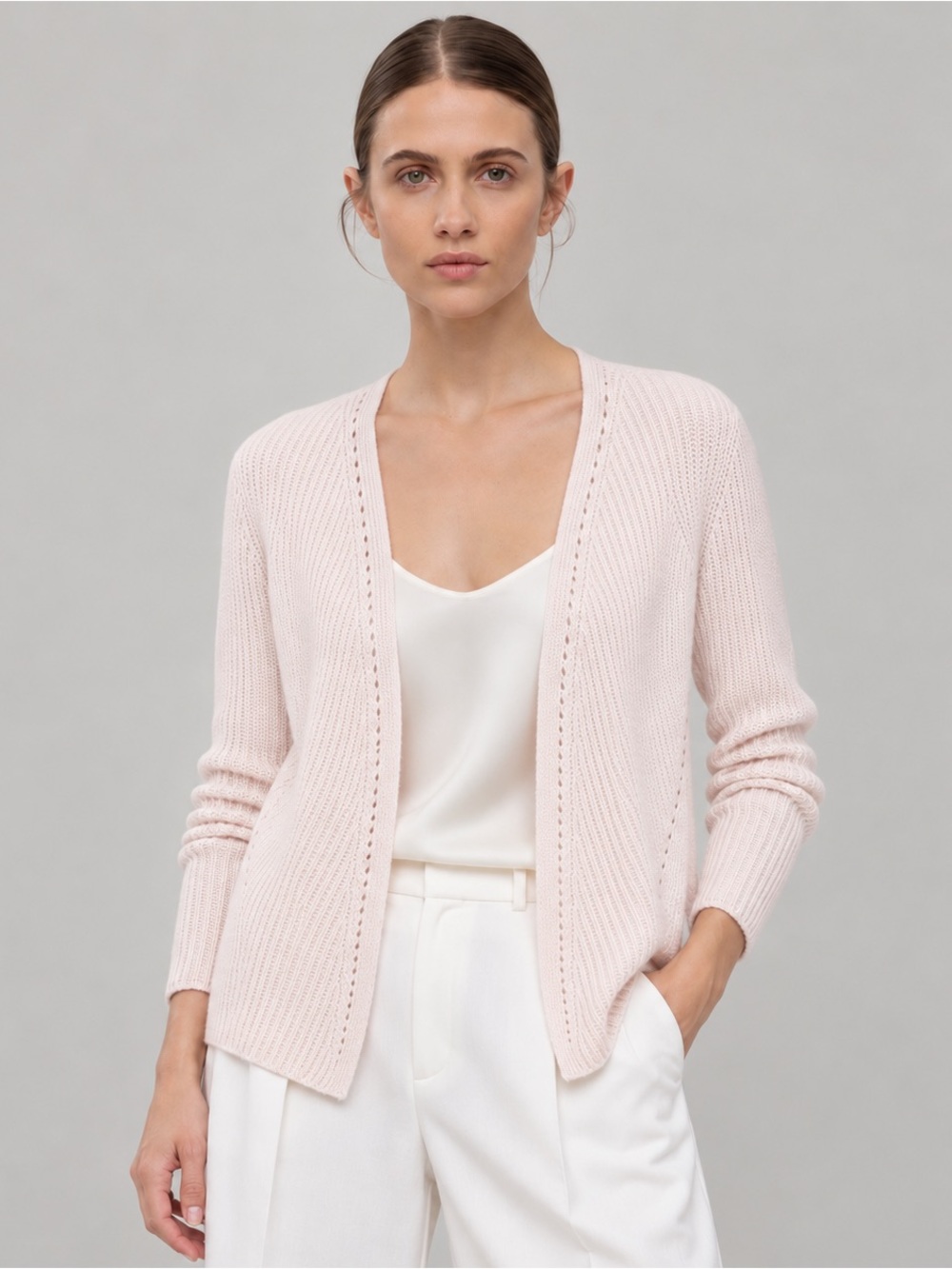 Calypso St. Barth Riovana Cashmere Open Cardigan Whisper Pink XS
